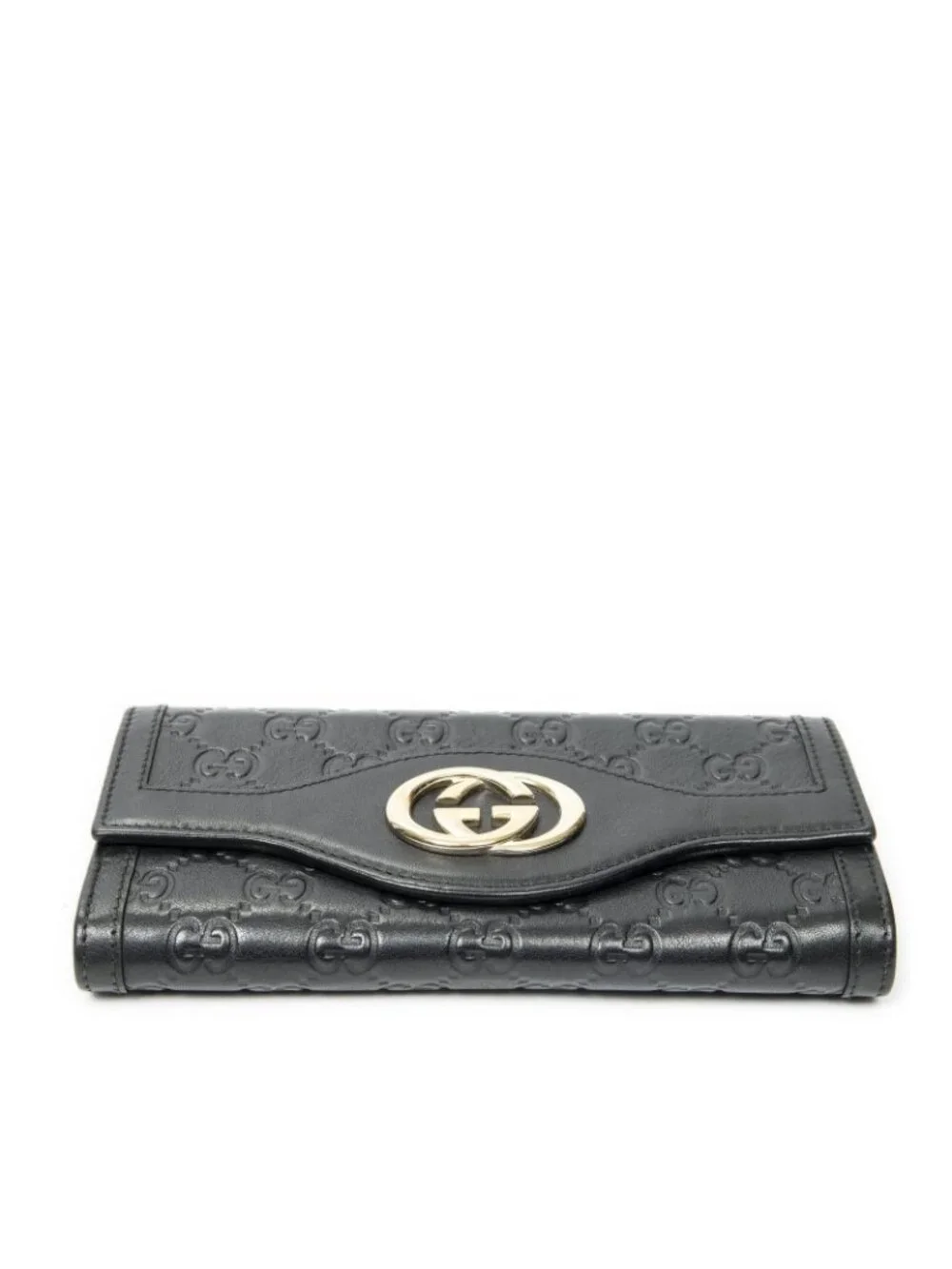 Gucci Interlocking Continental Wallet Black Guccissima